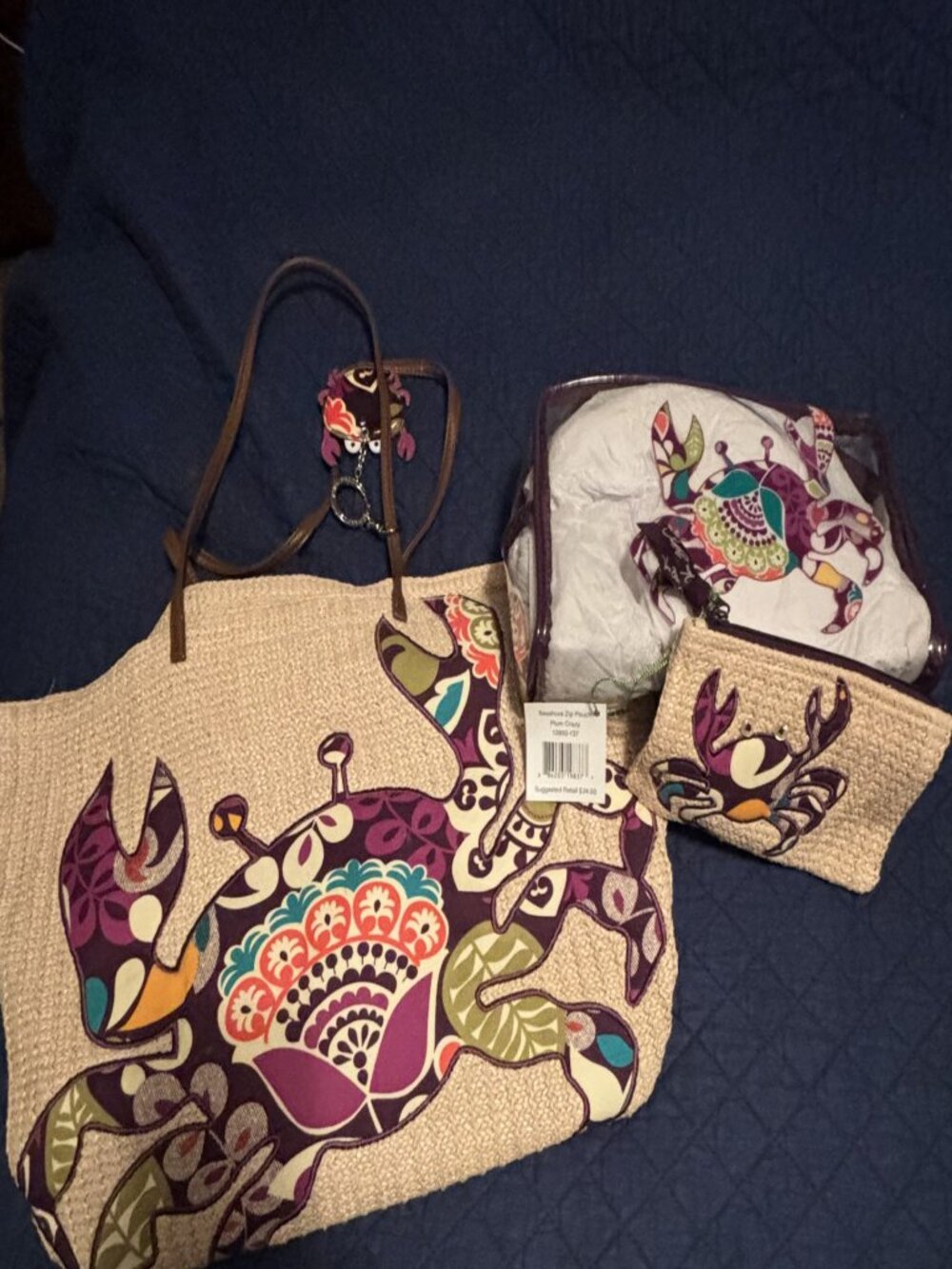 Vera Bradley Seashore Tote Bag and Accessory Set